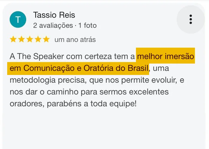 Depoimento de aluno da The Speaker
