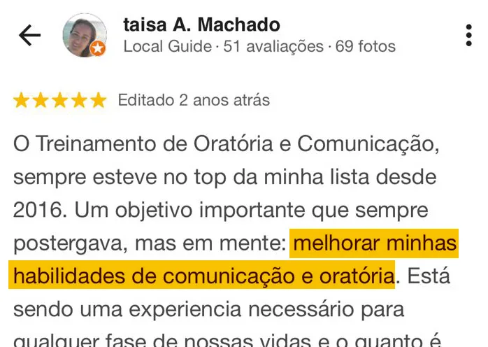 Depoimento de aluno da The Speaker