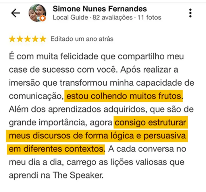 Depoimento de aluno da The Speaker